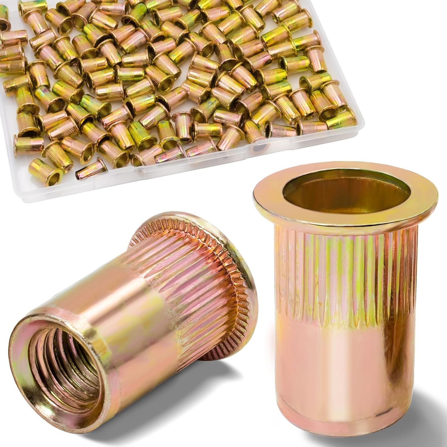 1/4 Rivet Nut, 115Pcs Carbon Steel Zinc Rivet Nuts 1/4-20, 1 4 20 Threaded In…