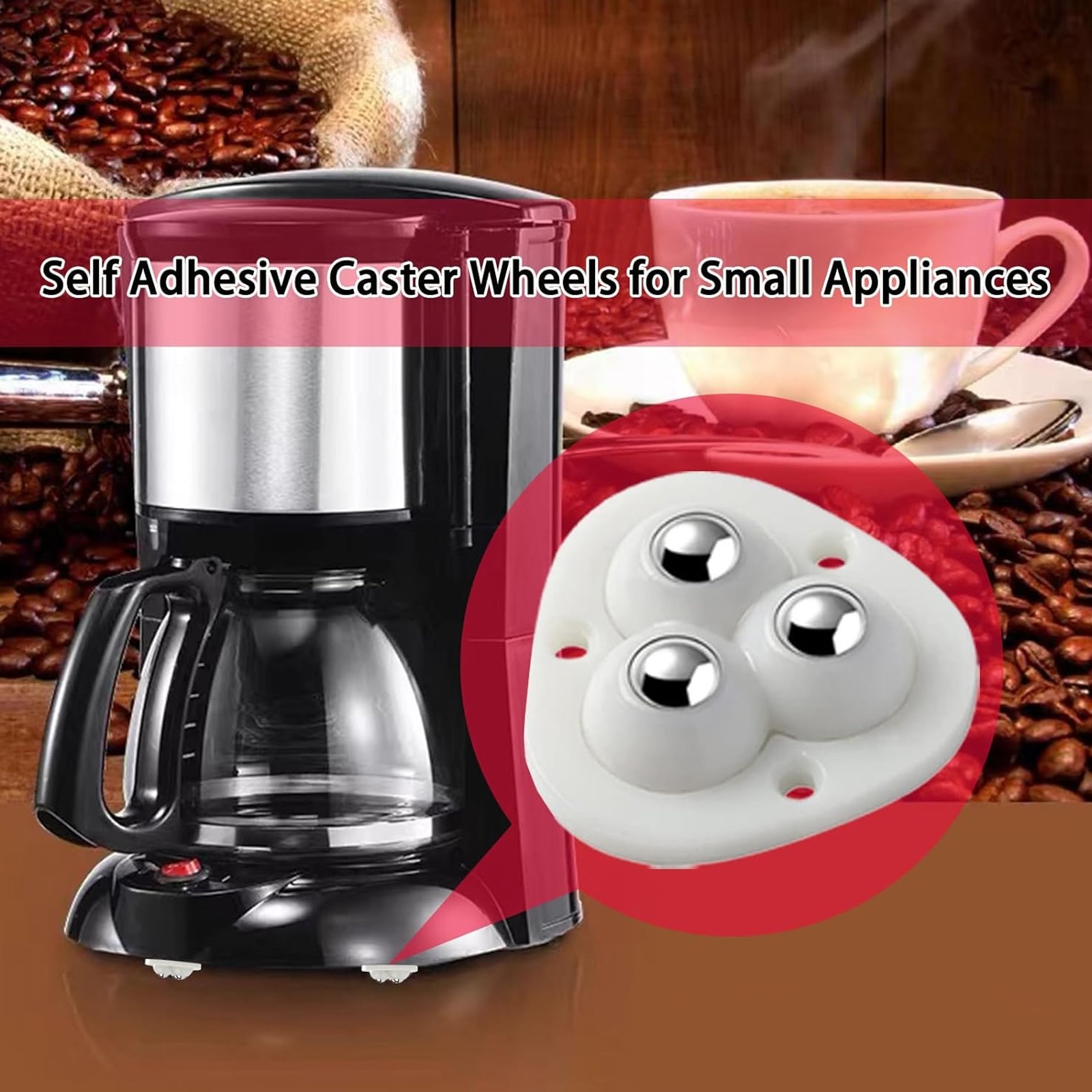 20 pcs Mini Swivel Caster Wheels Self Adhesive Stainless Steel Rolles