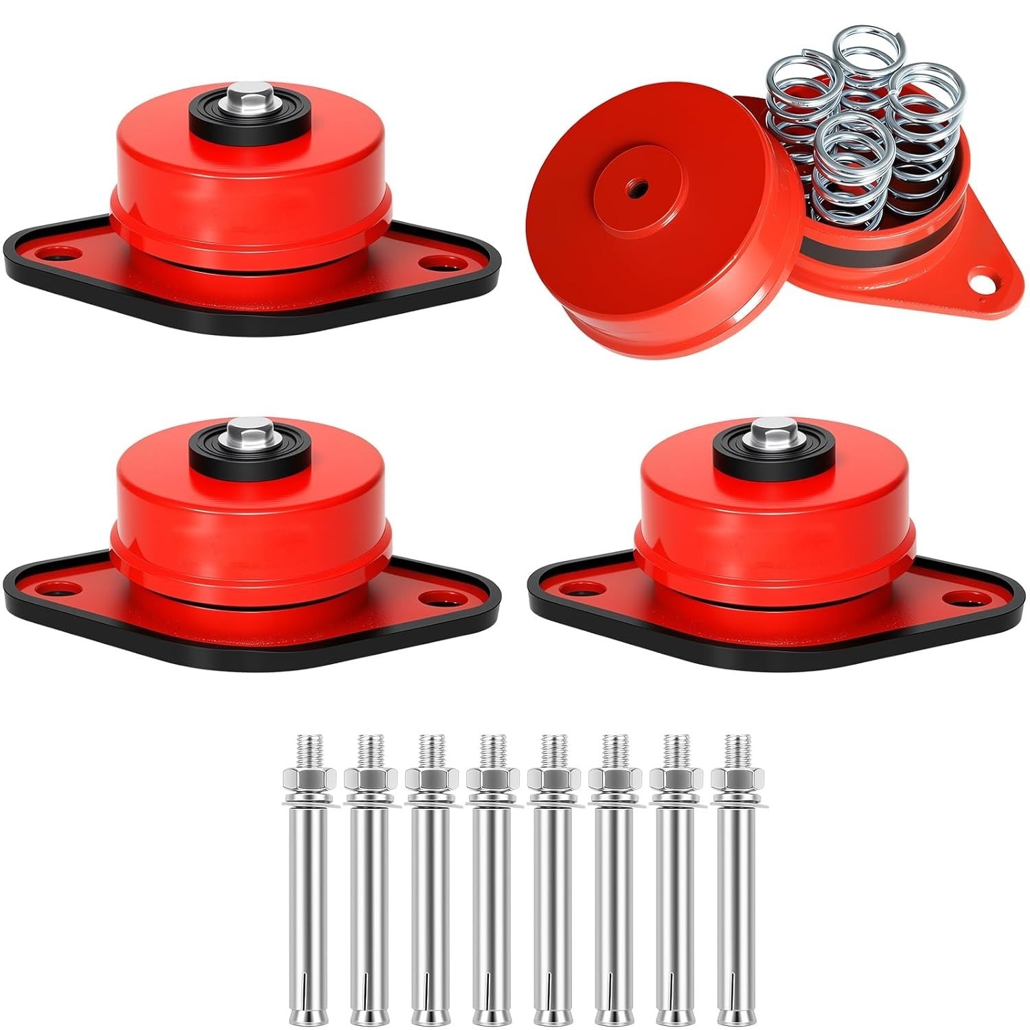 Spring Vibration Isolator Floor Mount 110-176lbs Set of 4, Missing Bolts