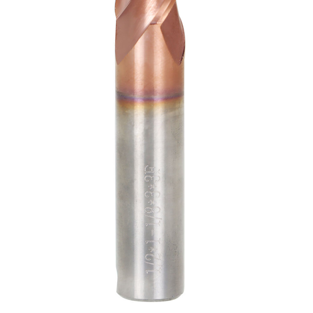 1/2″ 3 Flute 37° Helix Carbide End Mill For Aluminum – Square End – ZRN Coated