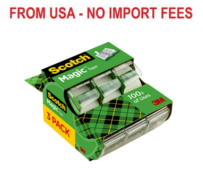 Scotch Magic Tape, 3 Dispensered Rolls, Numerous Applications, Invisible, Clear