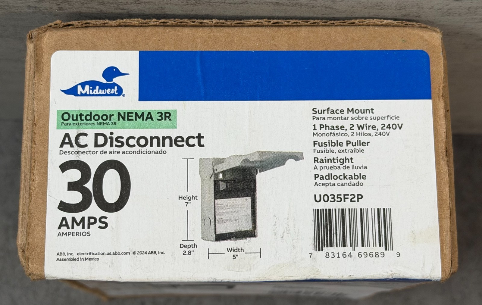 Midwest Electric Products 30-Amp 120/240-Volt Fused AC Disconnect (U035F2P)