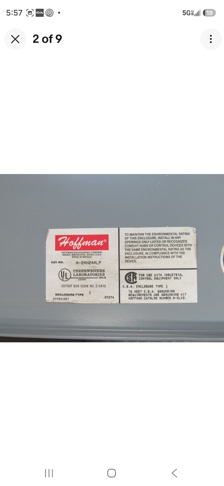 NEW HOFFMAN ELECTRICAL ENCLOSURE A24N24ALP AND A24N24MPP 24X24X6-1/2