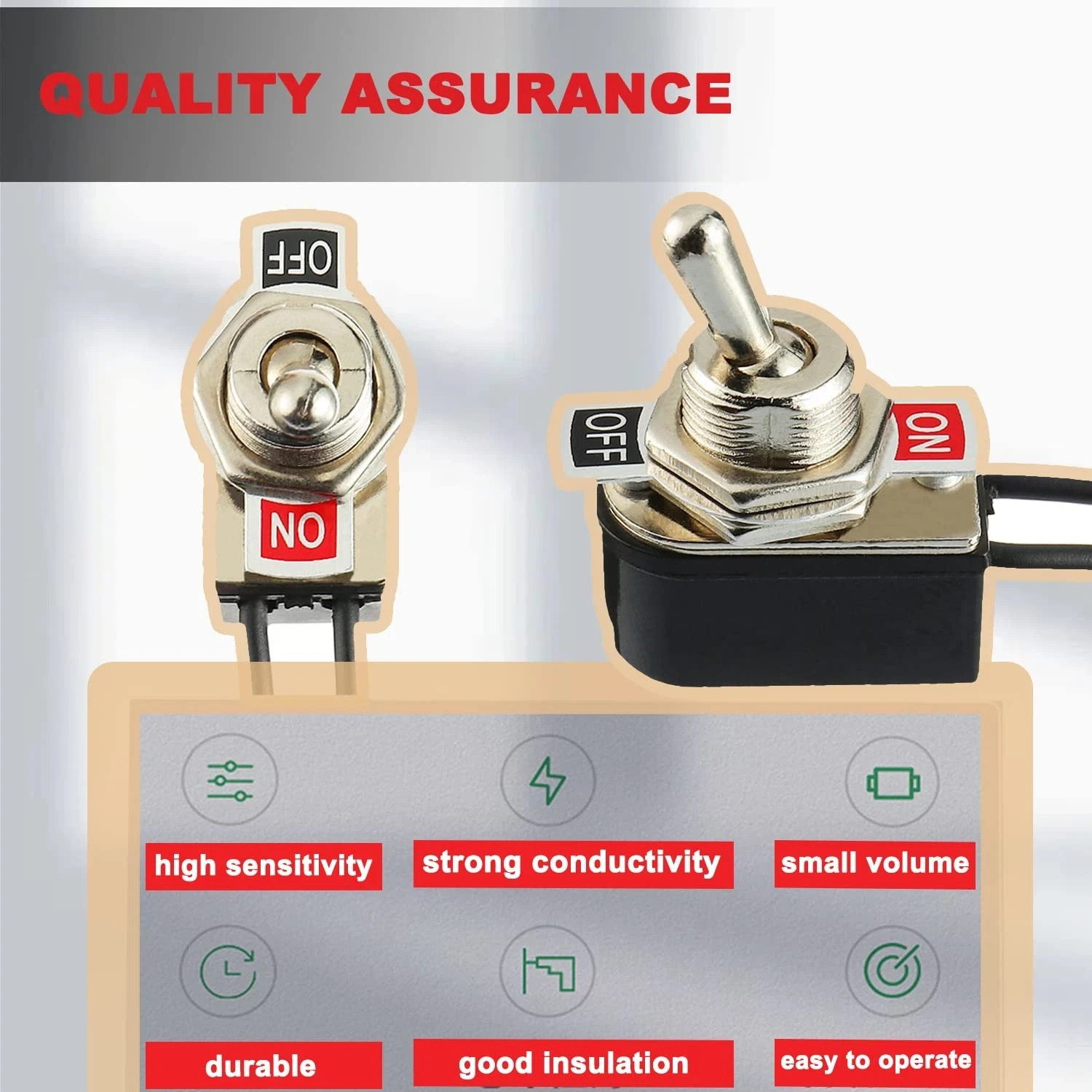 Heavy Duty Toggle Switch SPST 2 Pin ON/Off Rocker Toggle Switch 6A/125V 3A/25…