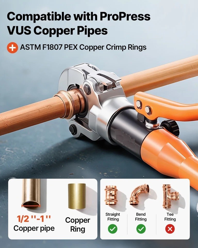 Copper Pipe Crimping Tool Hydraulic Driven Press Tool with 8 Jaws