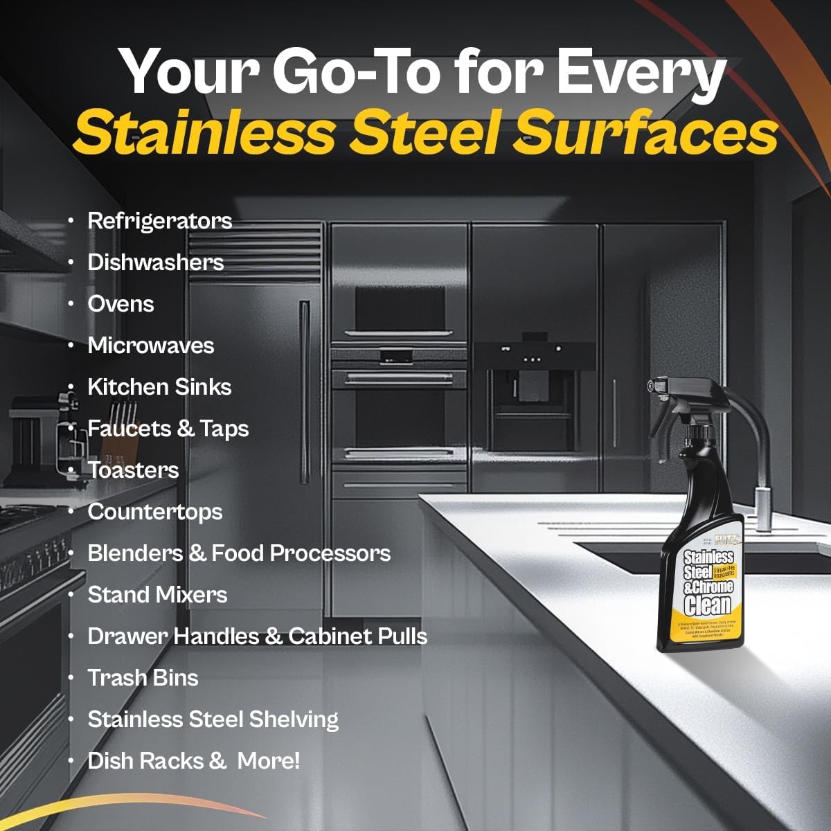 FLITZ Stainless Steel & Chrome Cleaner NEW 8oz/236 Spray Bottle (See Video)