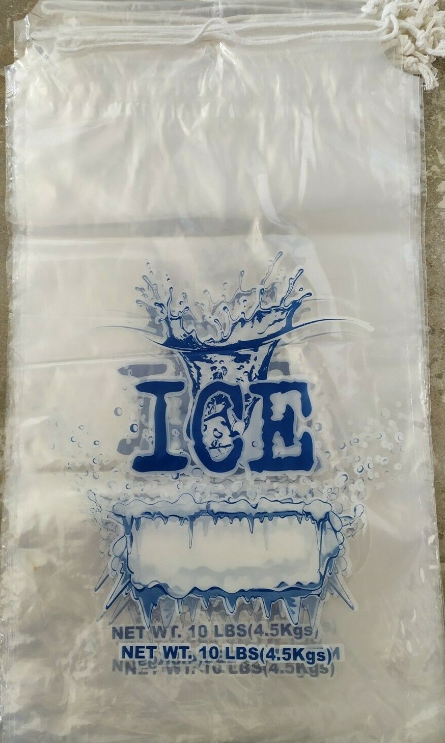 COMMERCIAL 500 PCs Clear 10 LB / LBs 8 LB / LBs Plastic Ice Bag Bags Drawstring