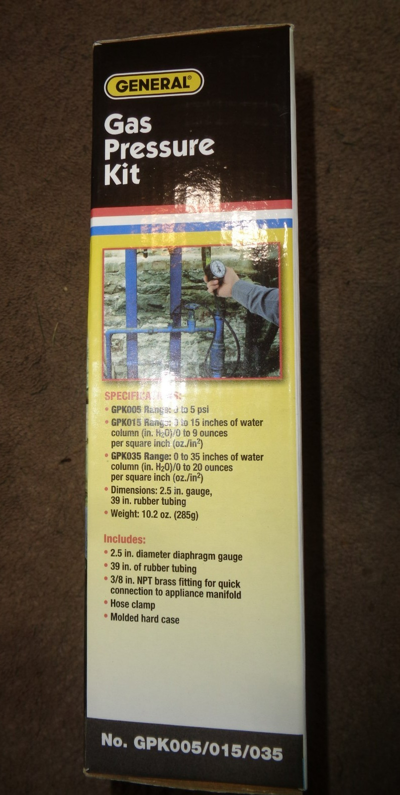 GENERAL GAS PRESSURE KIT GPK035 MEASURE NATURAL GAS OR LP – HEAVY DUTY – NEW