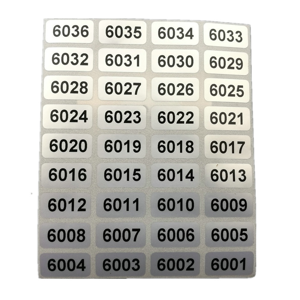 Consecutive Sequential Numbering Stickers 001 to 10000, Black on Silver Labels