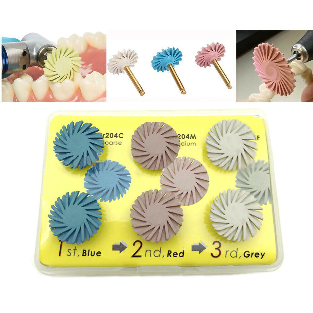 Dental Porcelain Zirconia Grinding Polishing Wheel Kit RA 2.35mm Rubber Diamond