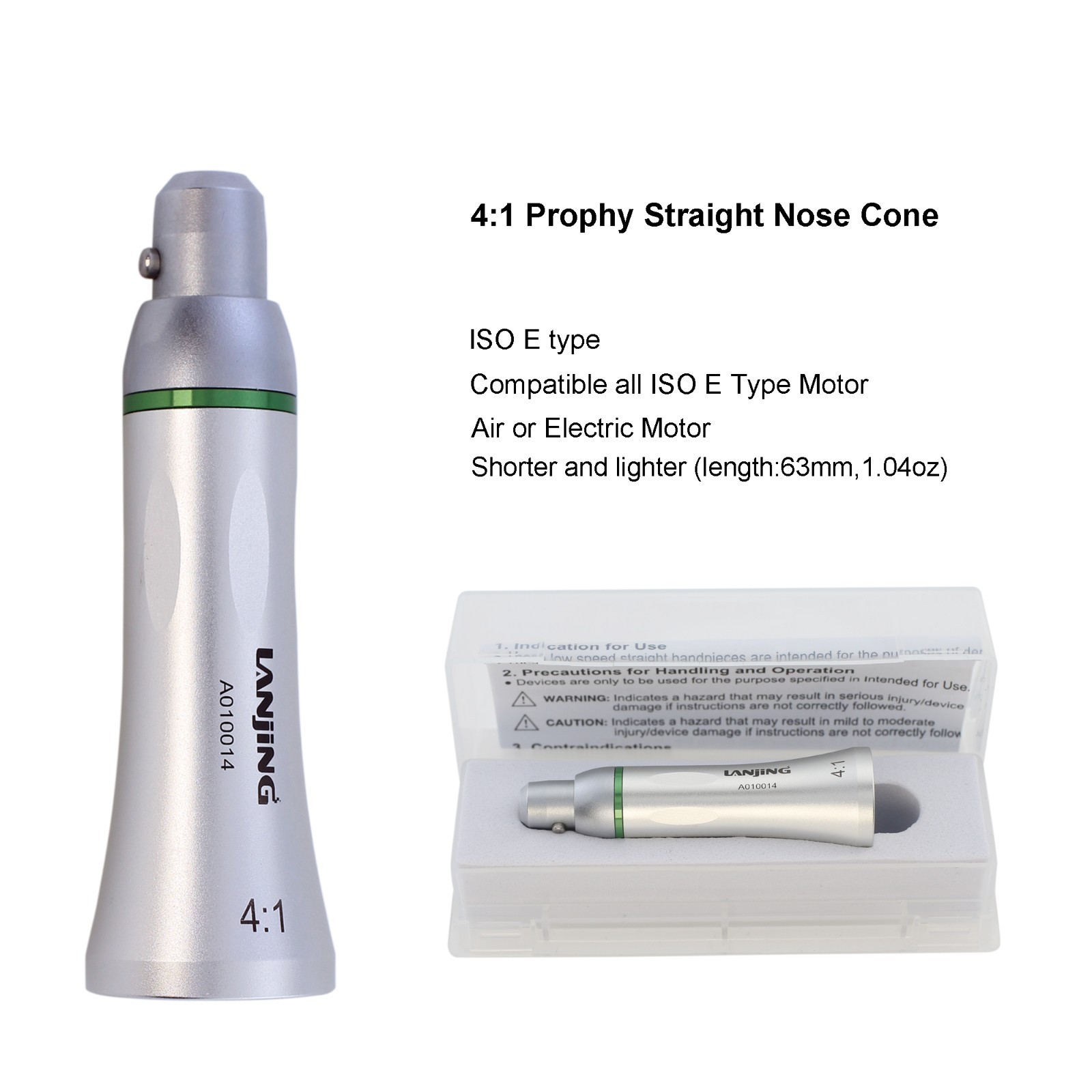 Dental Hygiene Prophy Handpiece Straight Nosecone 1:1 4:1 Low Speed Air Motor 4H