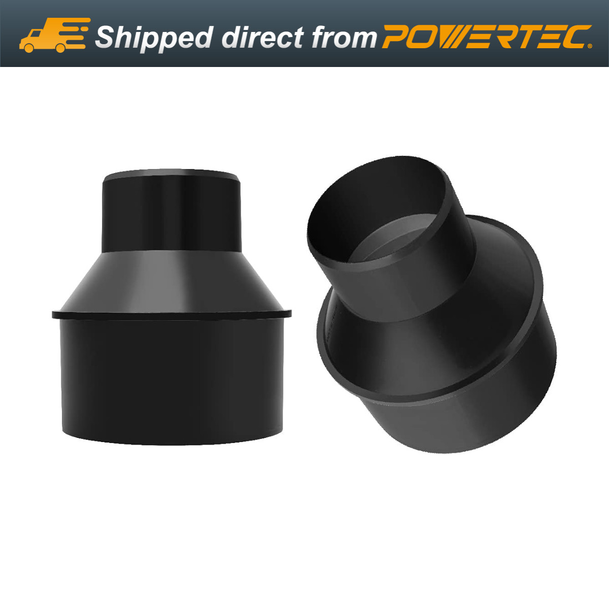 POWERTEC 70136-P2 4-Inch Hose to 2-1/2 Inch Hose Cone Reducer, 2PK