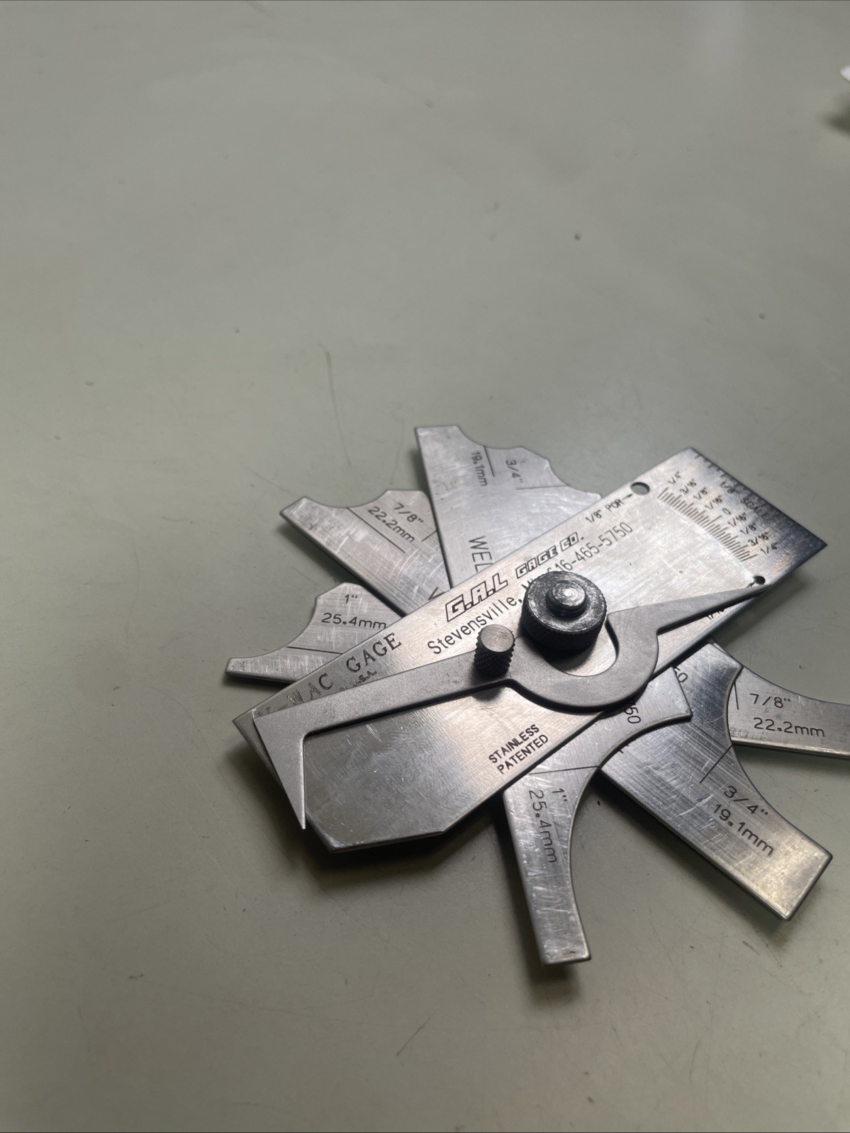 G.A.L. Gage Co. – V-Wac Gauge Weld Fillet Gages 1” 7/8” 3/4” 5/8” 1/4” USA Used