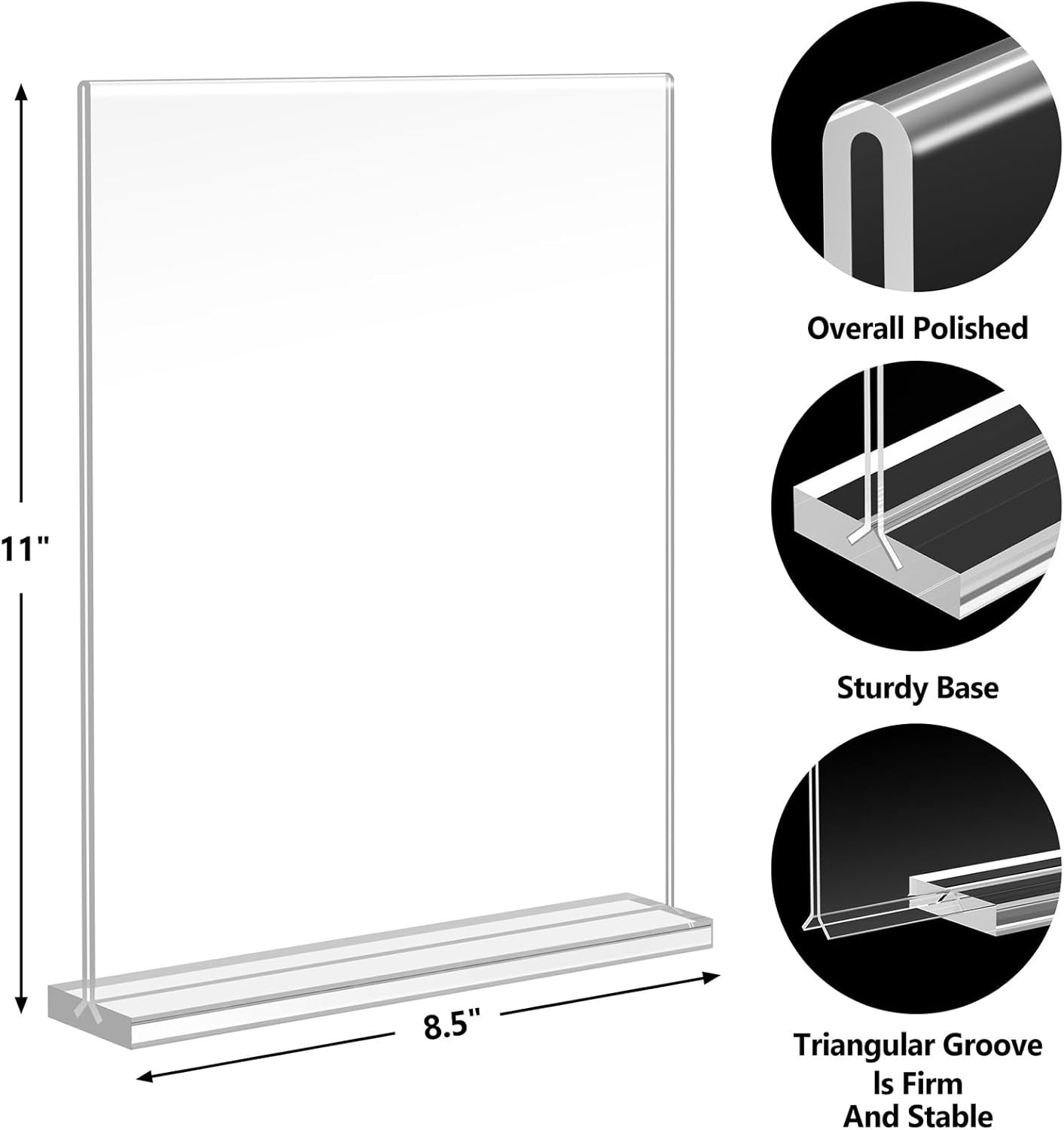 Acrylic Sign Holder 8.5 x 11, Double Sided Sign Holder Stand, Plastic 6 Pack …
