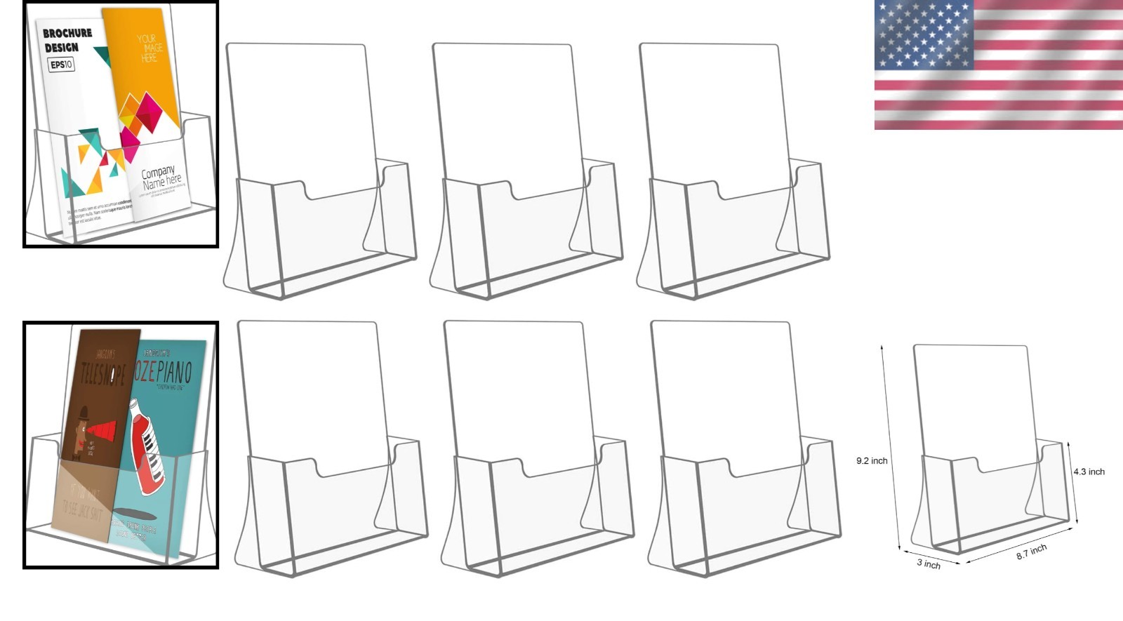 Clear Acrylic Brochure Holder Stand, 8.5×11 – 6 Pack