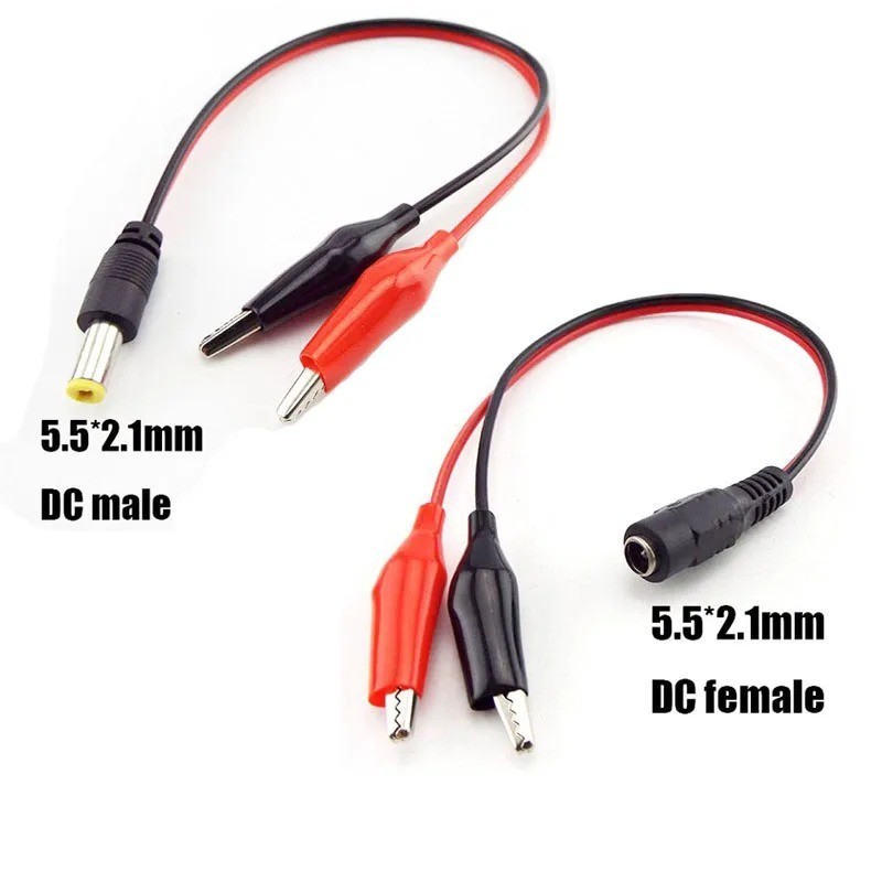 12V DC Power Cable 5.5×2.1mm Plug Male Female to Alligator Clip Test Lead
