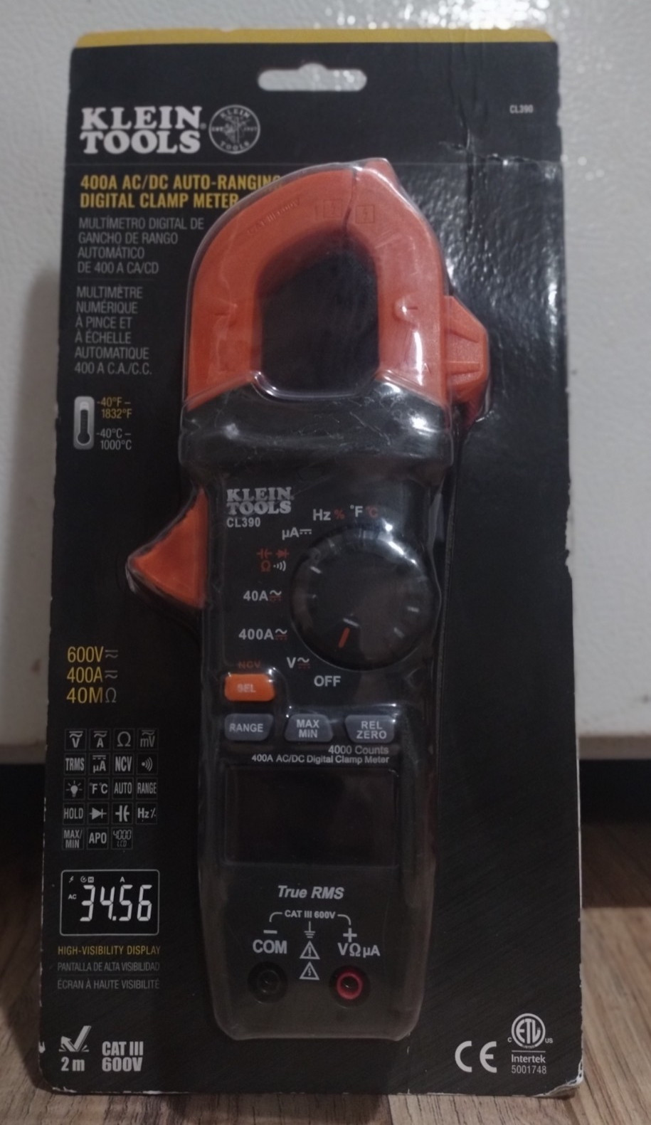 Klein Tools CL390 400A AC/DC Clamp Meter True RMS NCV CAT III 600V