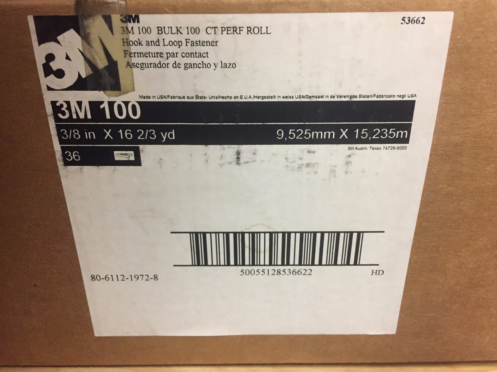3M 100-3/8-6PR-BLACK Hook & Loop Fastener 3/8″ x 16 2/3 yd (3 rolls)