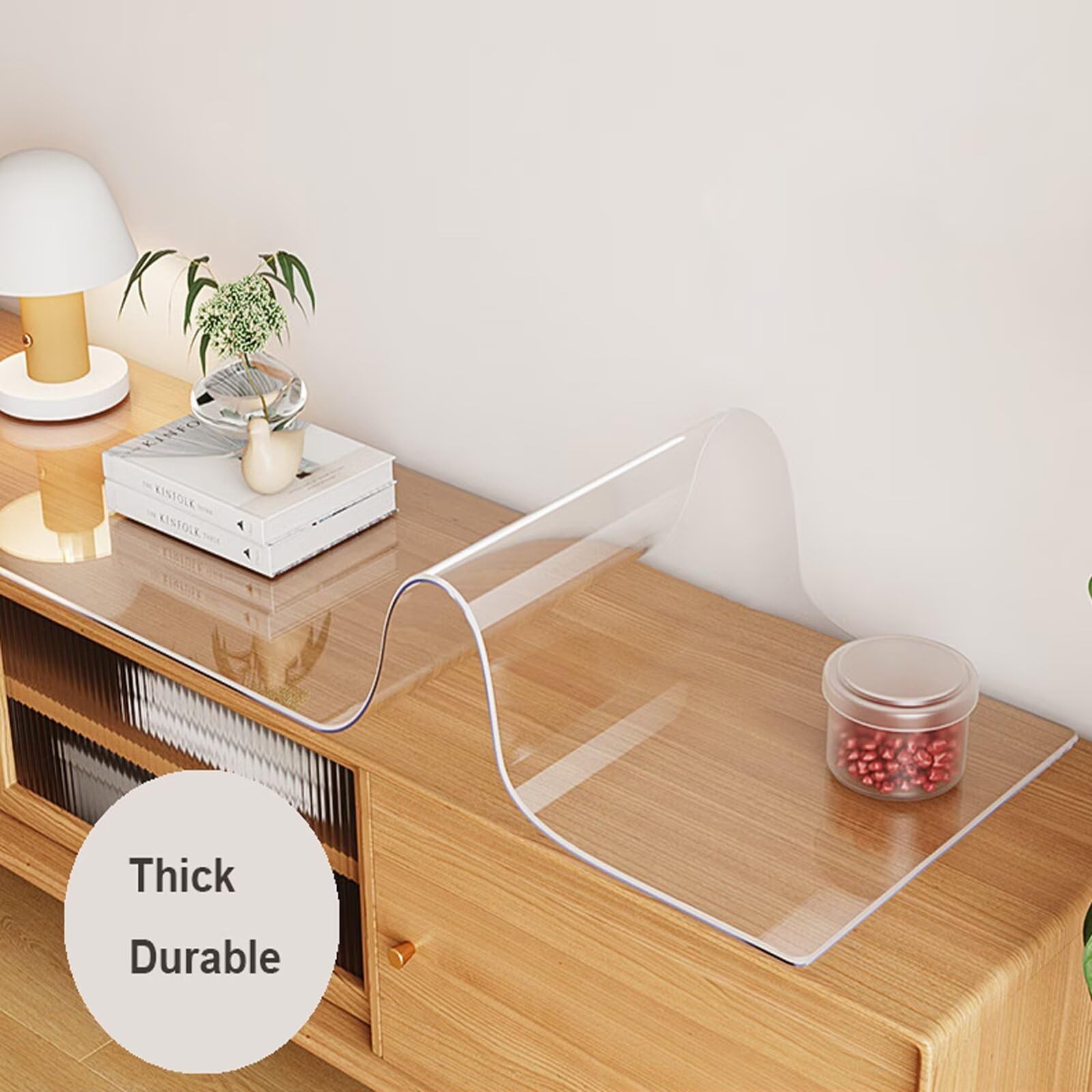 10in x 55in Clear Table Cover Protector, Clear Desk Mat, Table Protector, 1mm