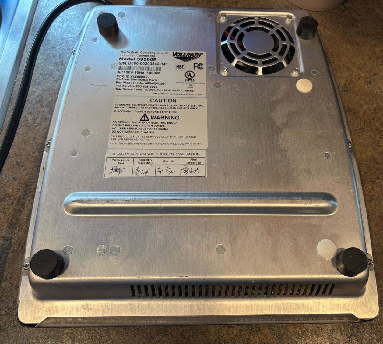 Vollrath 59500P Mirage Pro 1800W Counter Top Induction Range Fully Functional