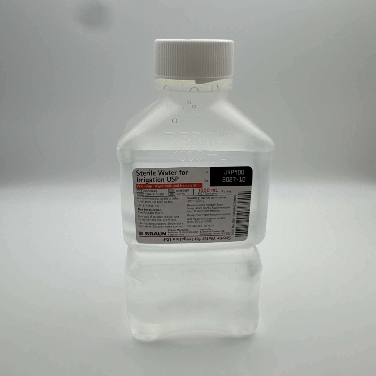Sterile Water for Irrigation Bottle (R5000-01), 1000ml, 10-2027
