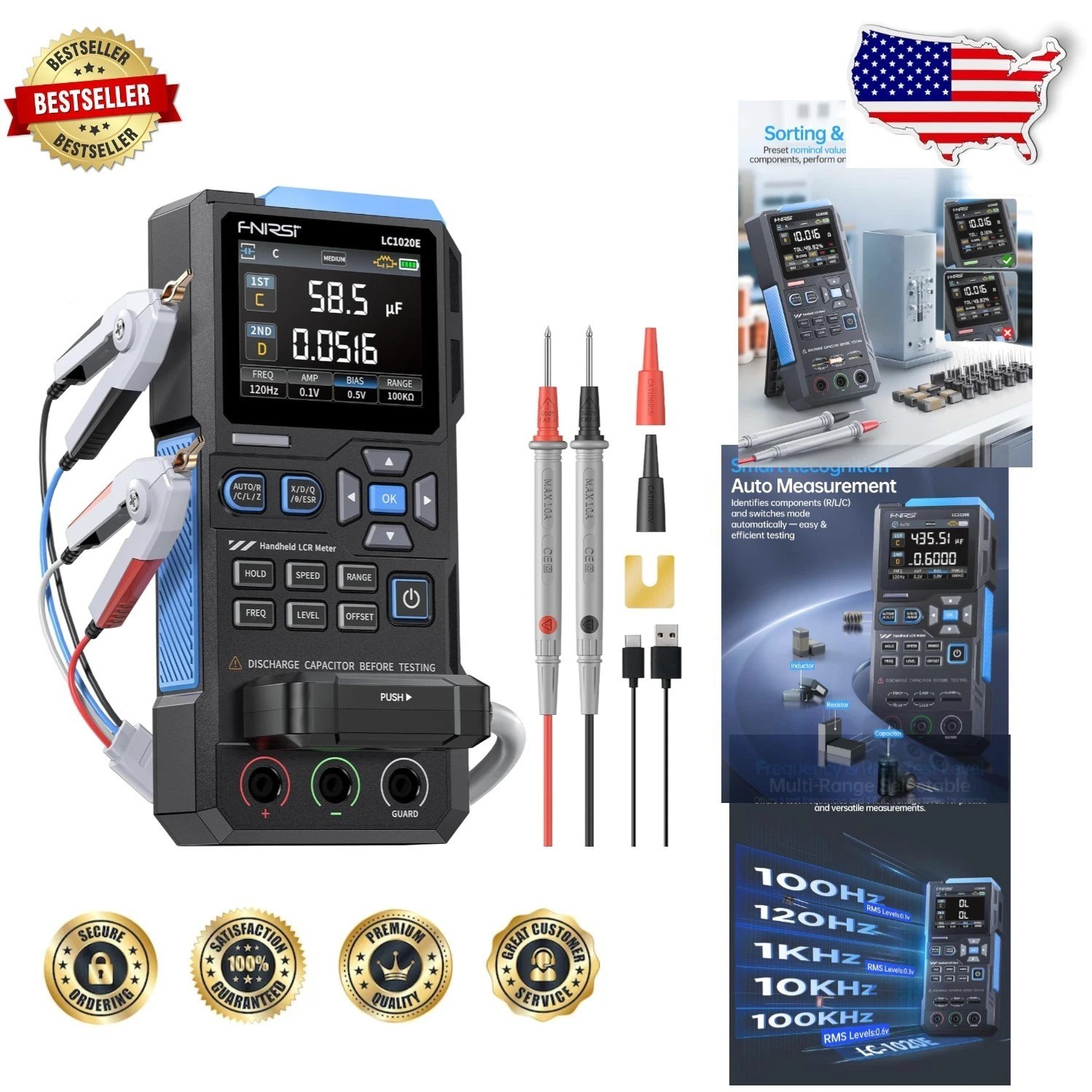 High-Precision LCR Meter 100kHz 19999 Counts Auto Component Tester