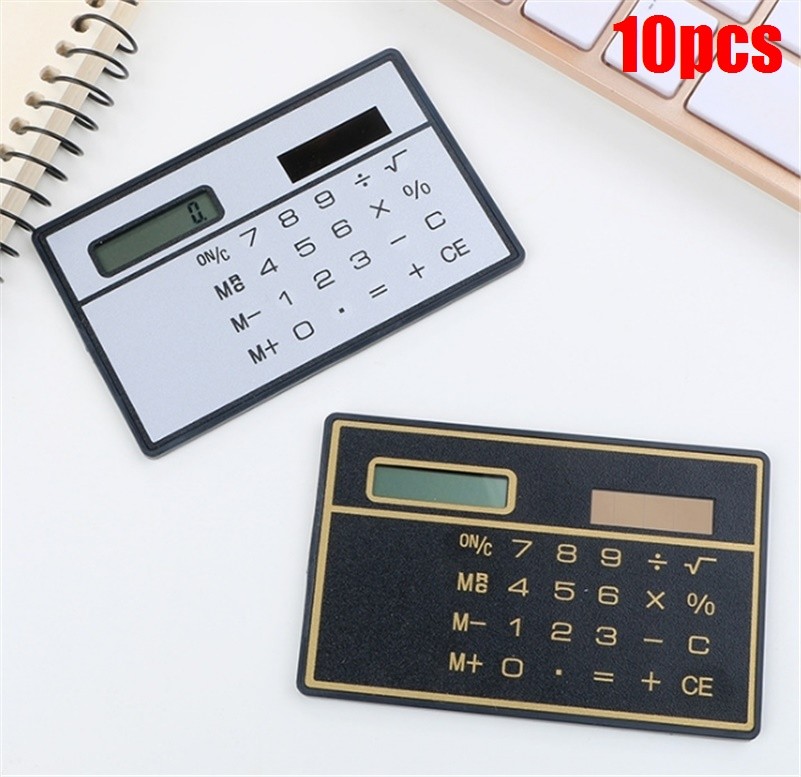 10Pcs Credit Card Solar Power Pocket Calculator Slim 8 Digits Ultra Thin New ku