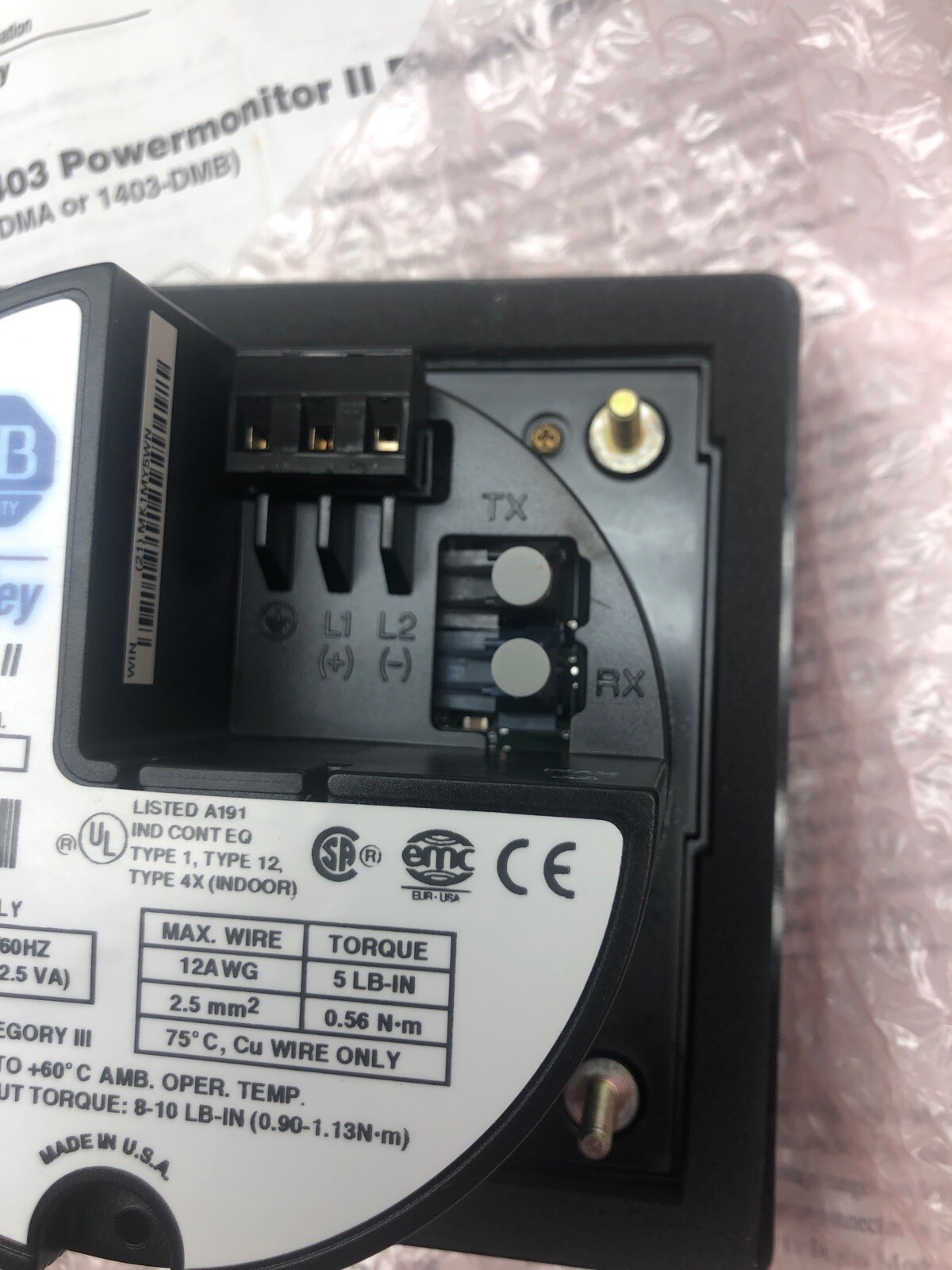 NEW ALLEN BRADLEY 1403-DMA POWER MONITOR II DISPLAY MODULE 120/240 VAC FRN 1.0