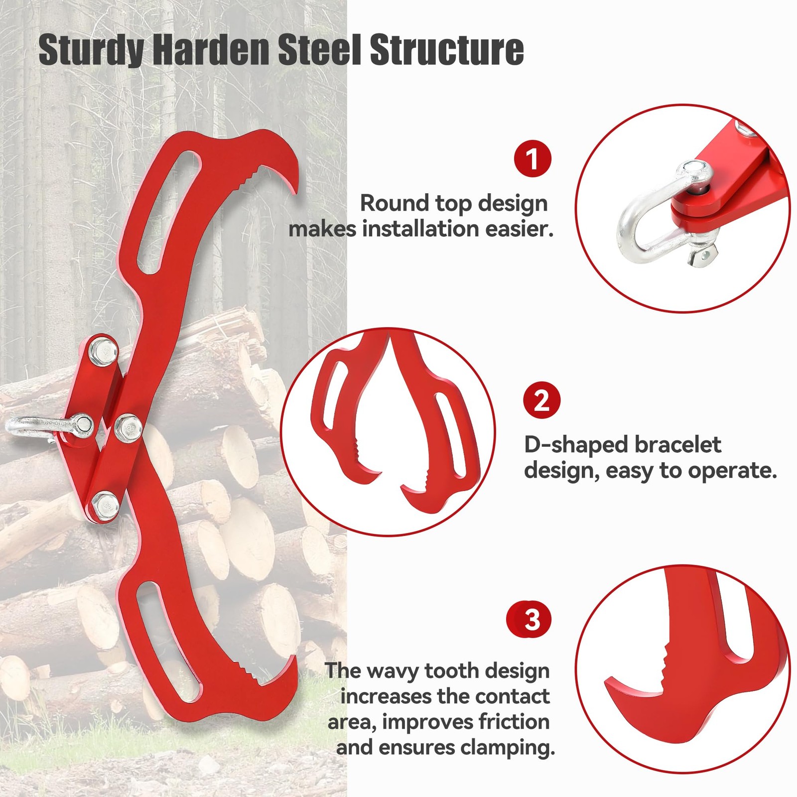 Log Lifting Tongs ,18″/28″/36″ 4-Claw Heavy-Duty Steel Log Grabber Logging Tongs