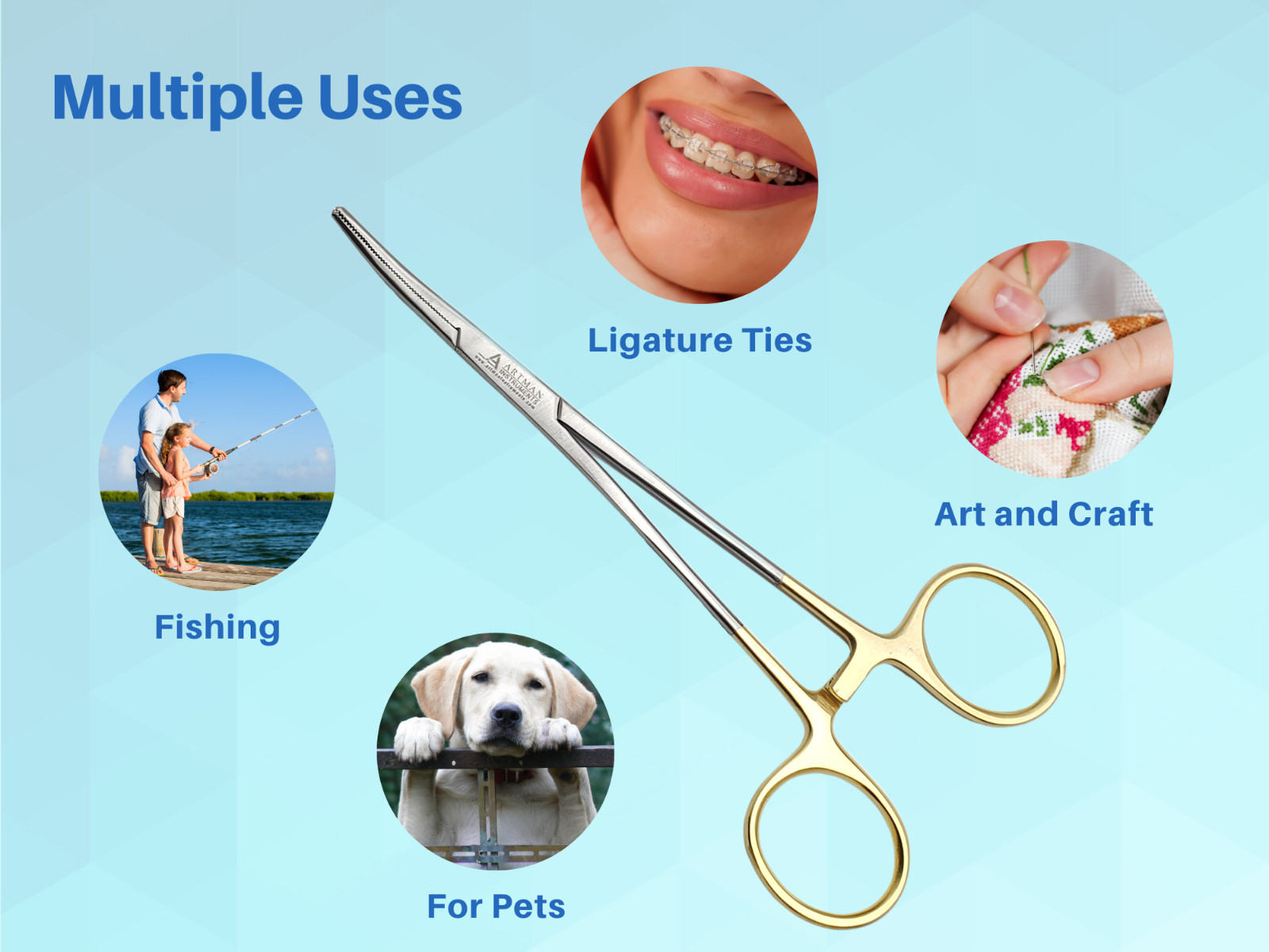 Artery Forceps 6″ Curved Hemostat Mosquitoes Gold Plated Handle ARTMAN