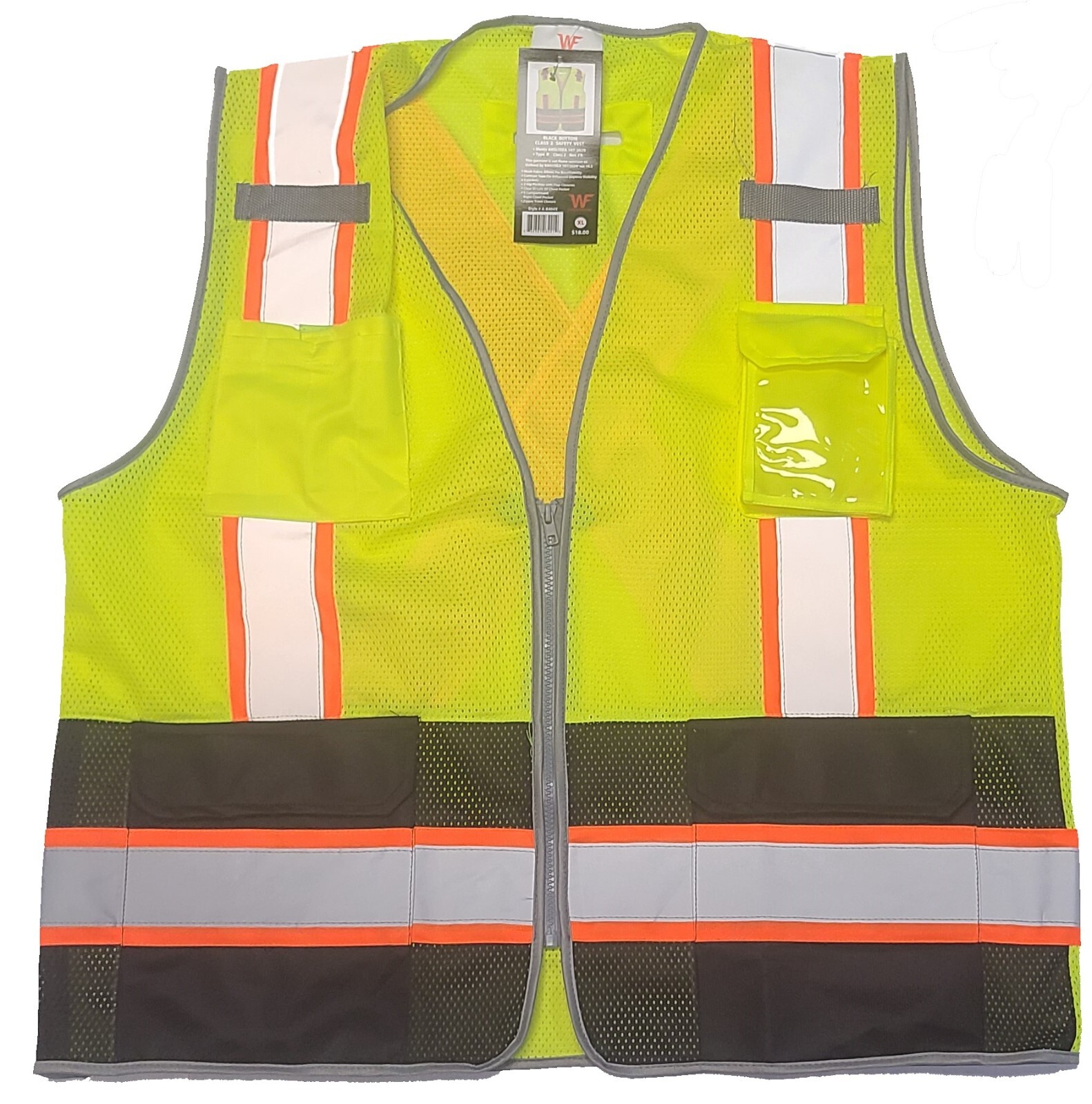 Black Bottom High Visibility Reflective Class II Ansi Safety Vest Free Shipping