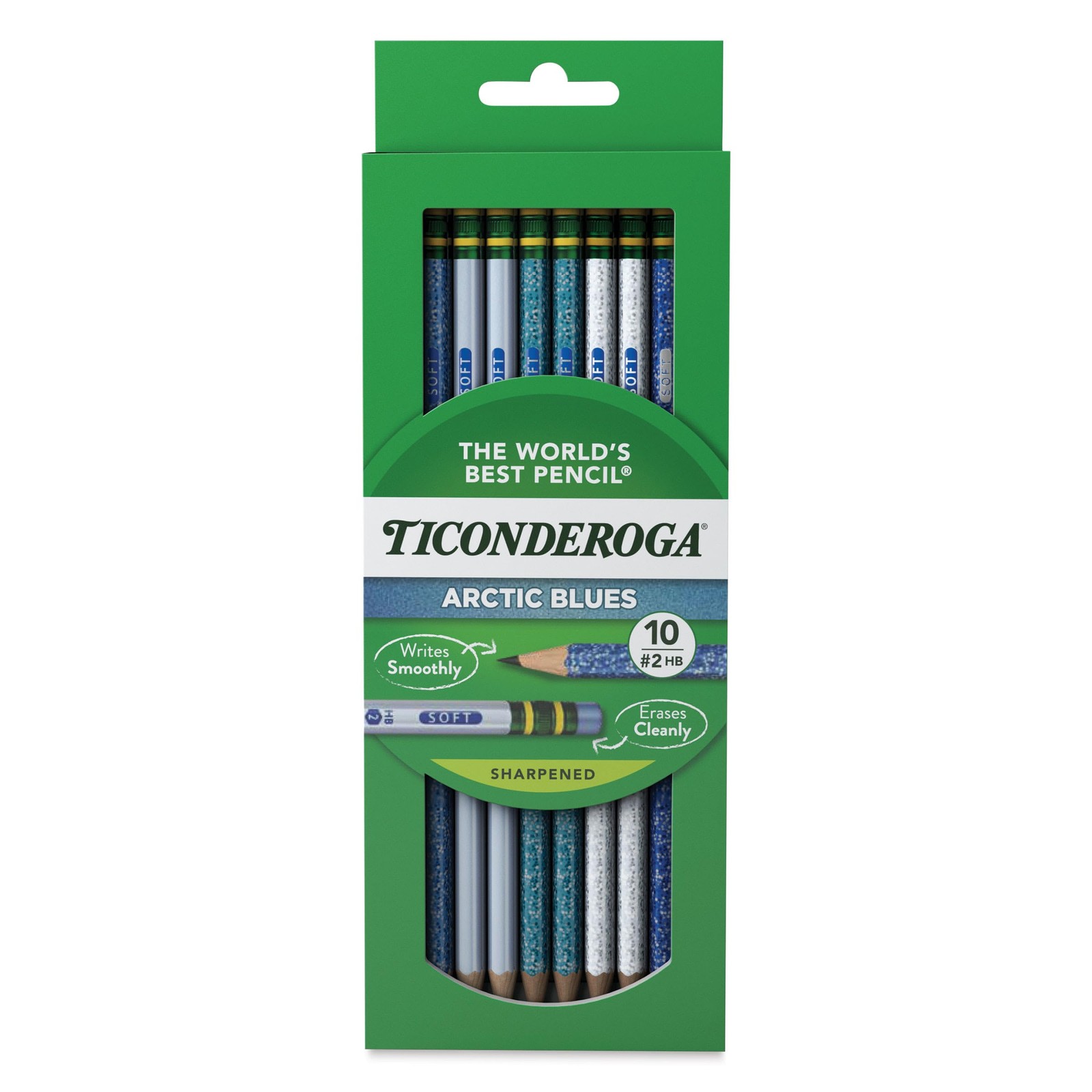 Ticonderoga Wood-Cased Pencils Pre-Sharpened, Arctic Blues, 10 Count