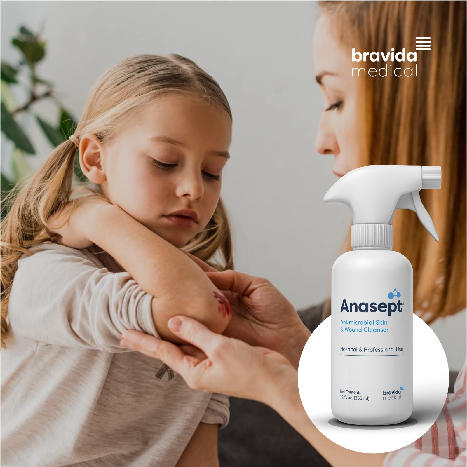 Anasept Skin and Wound Cleanser, 12 oz. Bottle with Trigger Sprayer, Wound