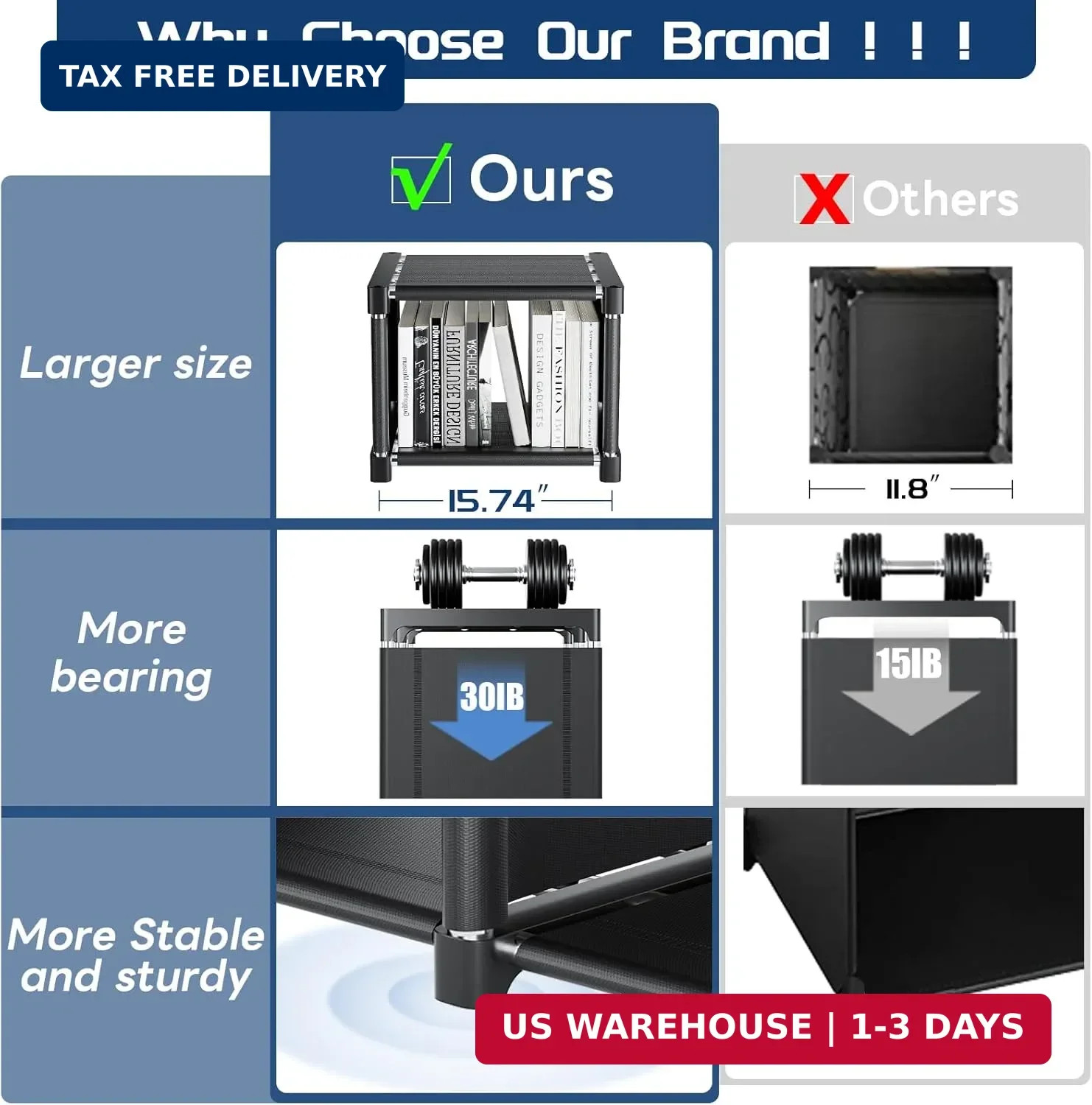 Bookcases: Black Cube Book Shelf, 10 Cube Tall Storage Organizer for Bedroom, Li