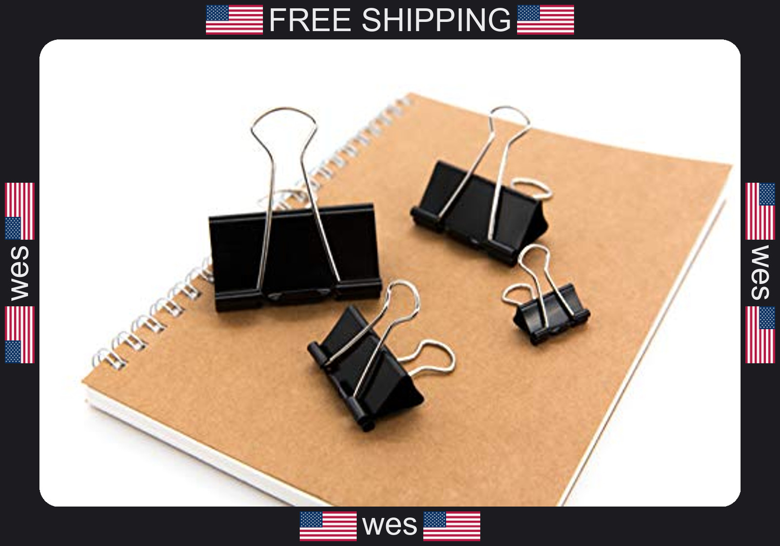 Dstelin Binder Clips Assorted Sizes 100 Pack Black X Large to Micro Office