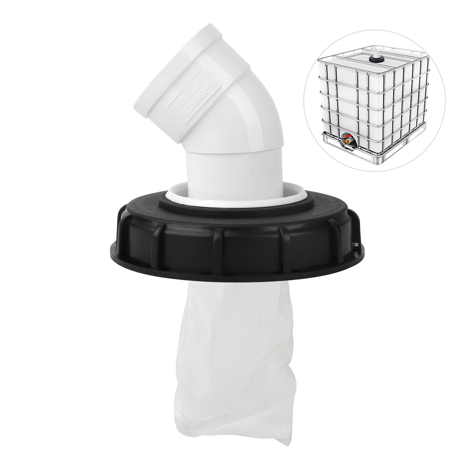 45° IBC Tote Tank Cover with Filter Tank Cap Ton Barrel Filter Lid Cover
