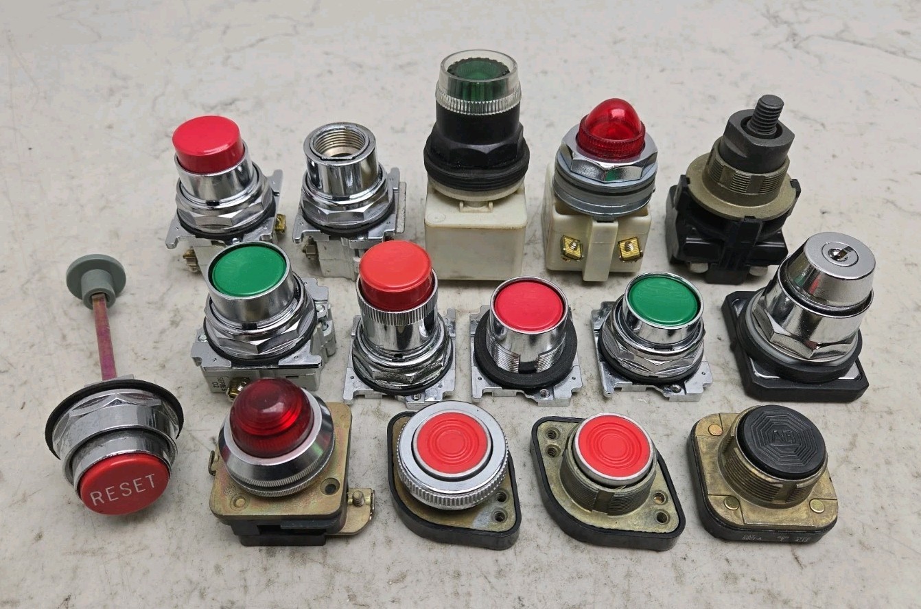 Mixed Lot 15 Pushbutton Switches Keyed Switch Reset Button See Pictures Read