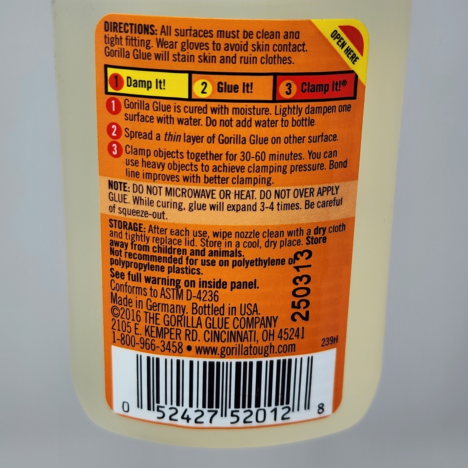 Gorilla Glue White Original Strong Bonds Wood Stone Metal Glass 2 fl oz (4 Pack)