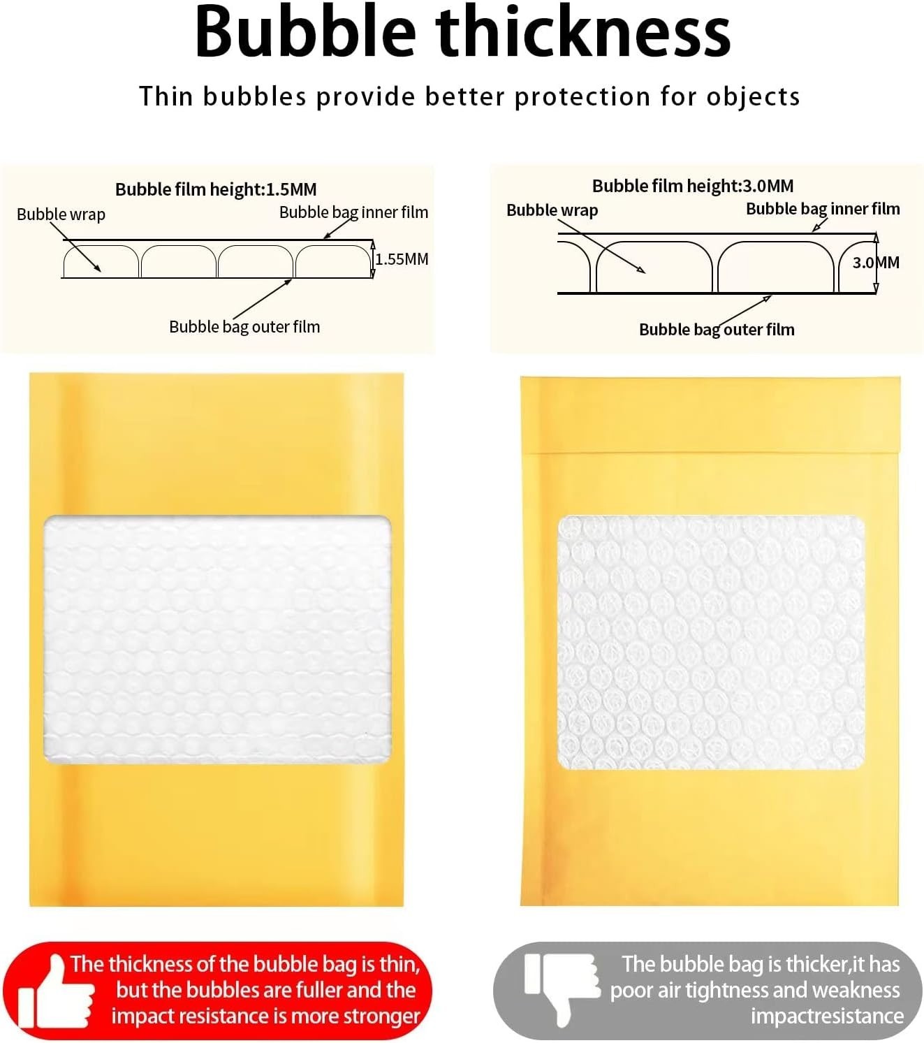 Kraft Bubble Mailers 4×7 Inches, 100 Pack – Self-Sealing Yellow Shipping Bags