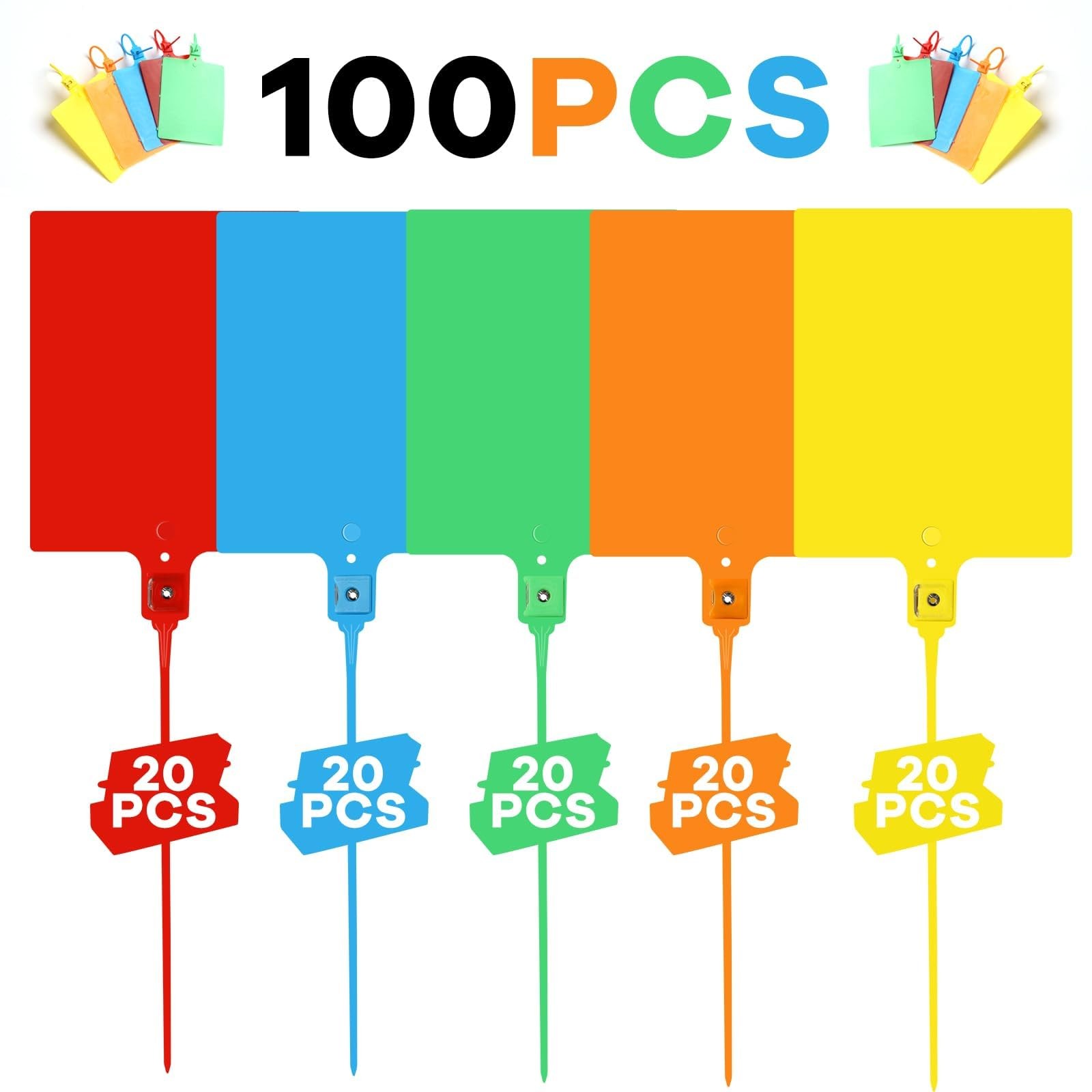 100 PCS Waterproof Plastic Tags Large Plastic Shipping Tags with Wire Cable