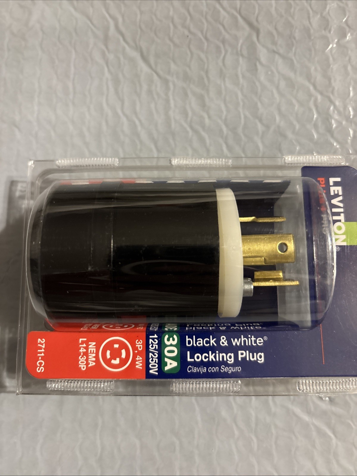 Leviton 30 Amp 125/250 Volt Nema L14-30P 3P, 4W Locking Plug