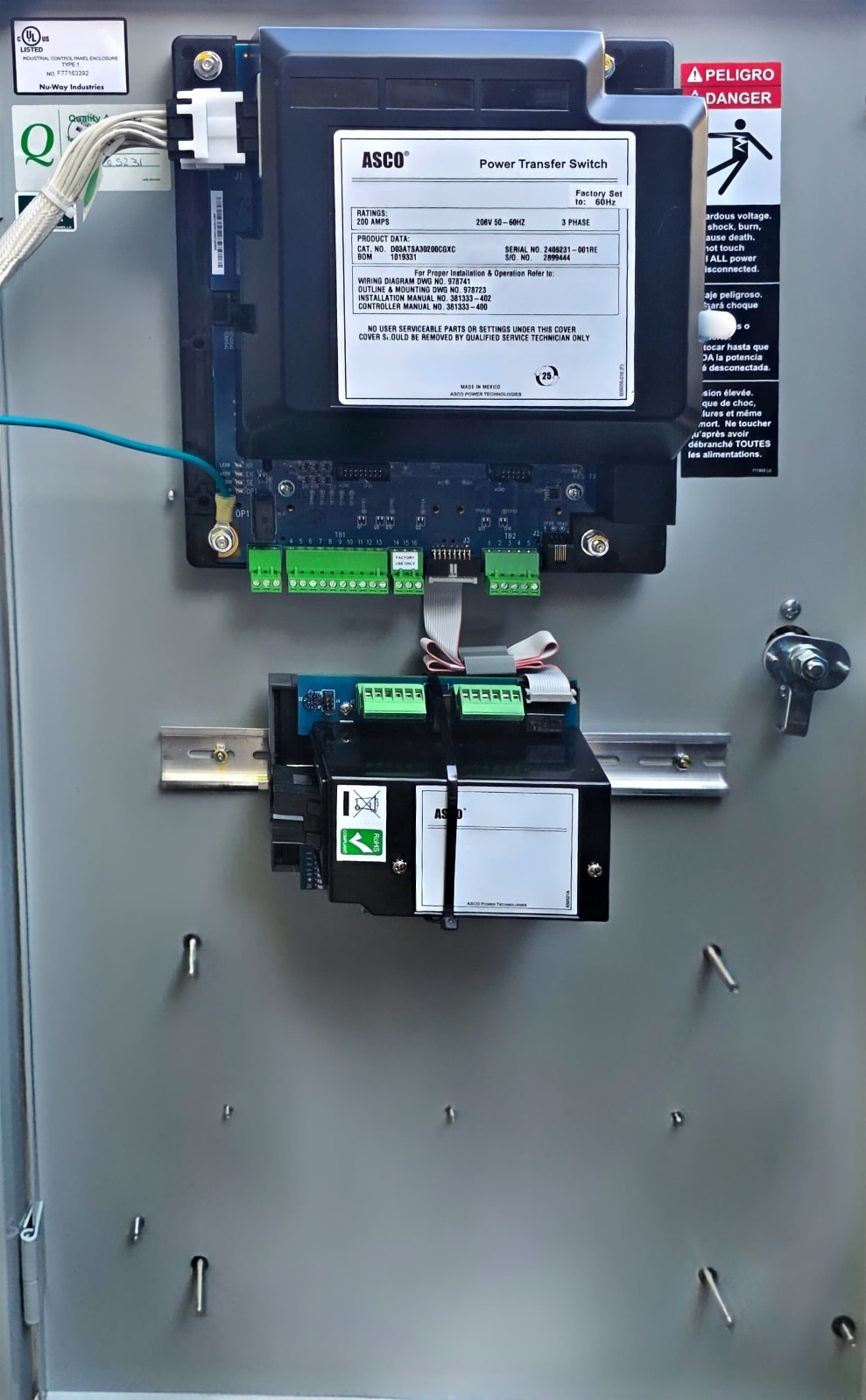 NEW ASCO ATS 200 AMP 208V 3 PHASE TRANSFER SWITCh