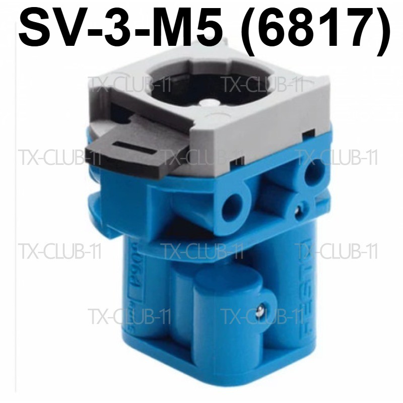 New FESTO SV-3-M5 (6817) Front Panel Mount Valve 3/2 NC M5 Manual Plastic Brass