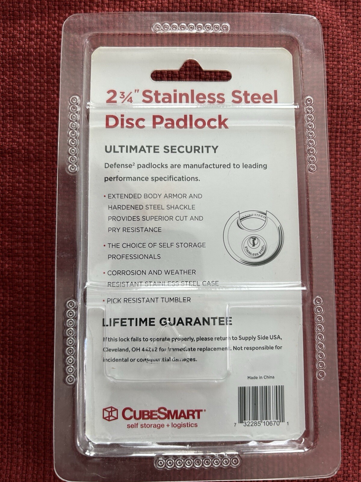 Cubesmart Storage Locker Disc Lock CS-670 2-3/4″- New In Sealed Package