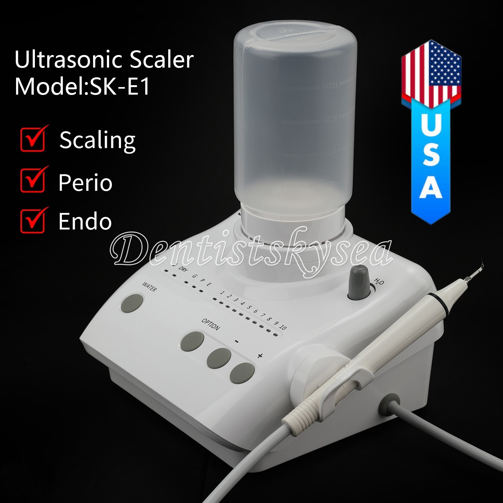 US Cavitron Dental Ultrasonic Scaler fit EMS + LED Handpiece+Tips+Bottle SK-A8