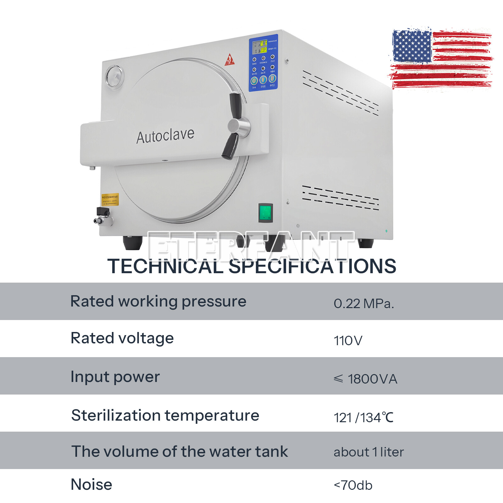 18/23L Class N/B Dental Autoclave Steam Sterilizer Medical Sterilization US