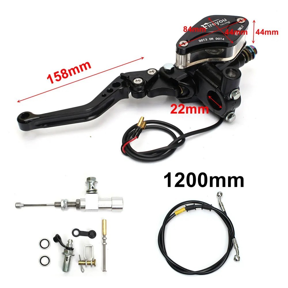 7/8in Motorcycle Hydraulic Brake Clutch Kit Lever Pump Hose for Yamaha Honda