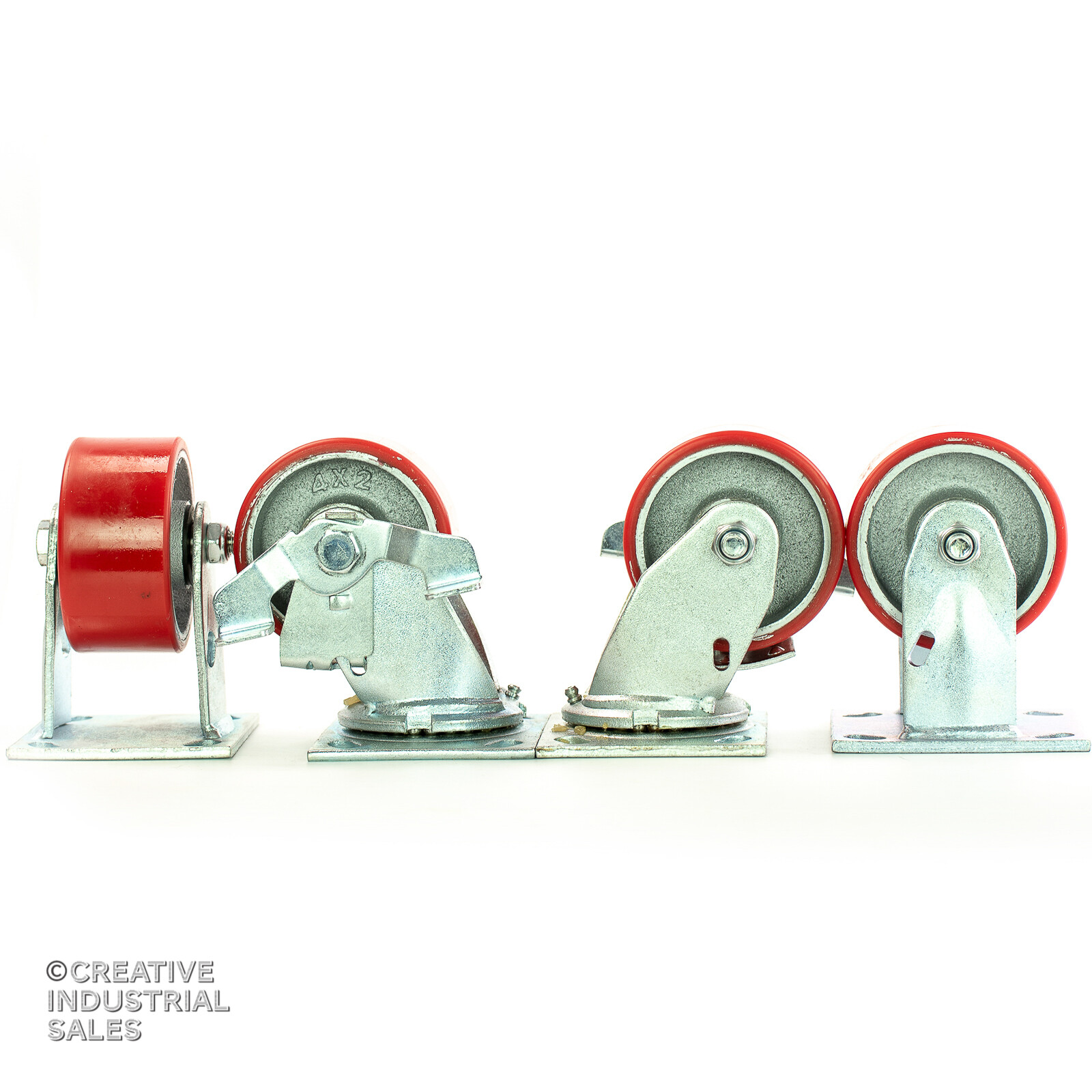 4″ x 2″ Swivel Caster Polyurethane Wheel w/ Brake(2) Rigid (2) 700lb ea Tool Box