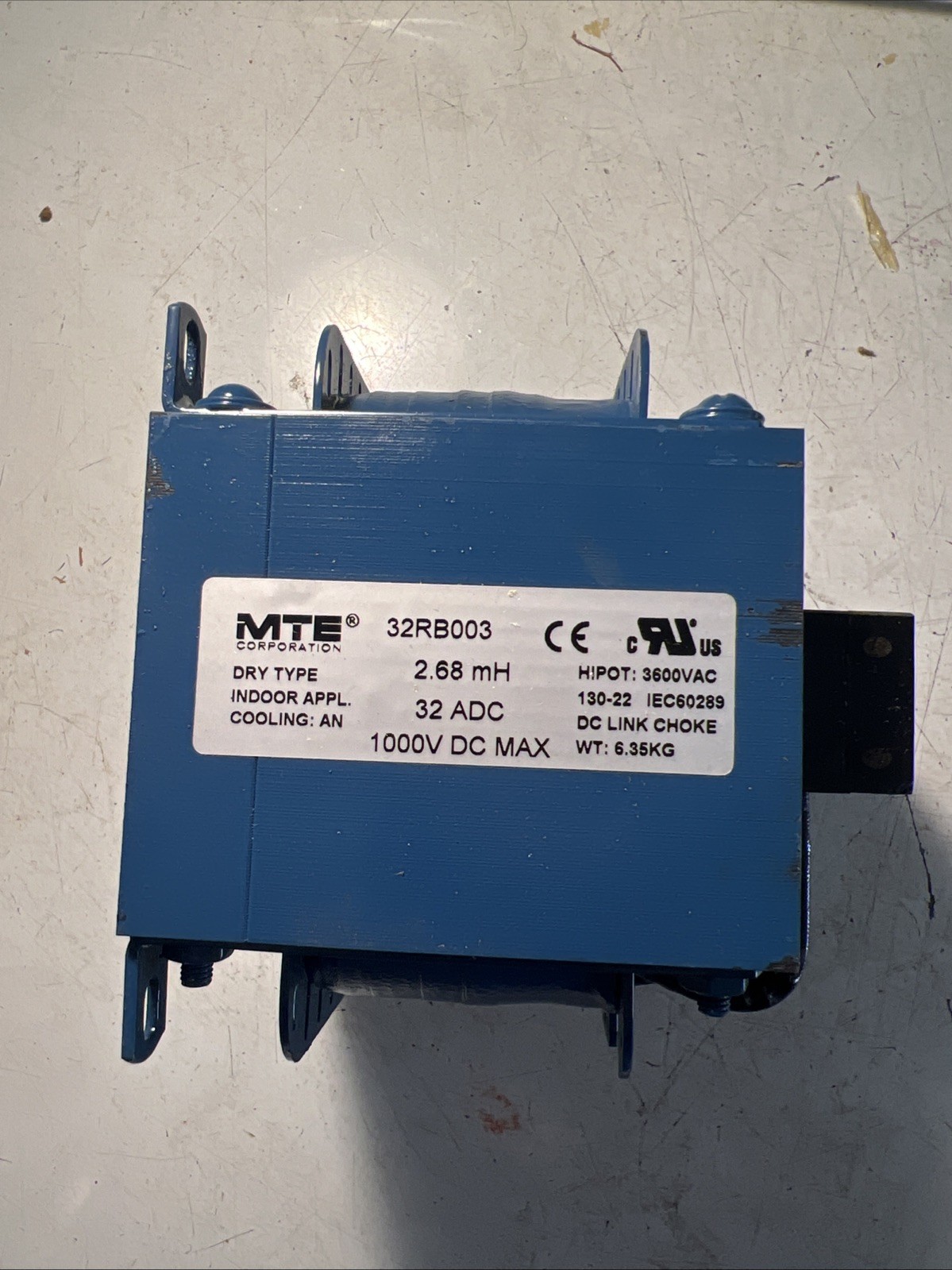 MTE 32RB003 DC Link Choke 32 Amp 2.6mH 1000 VDC 32 ADC Series