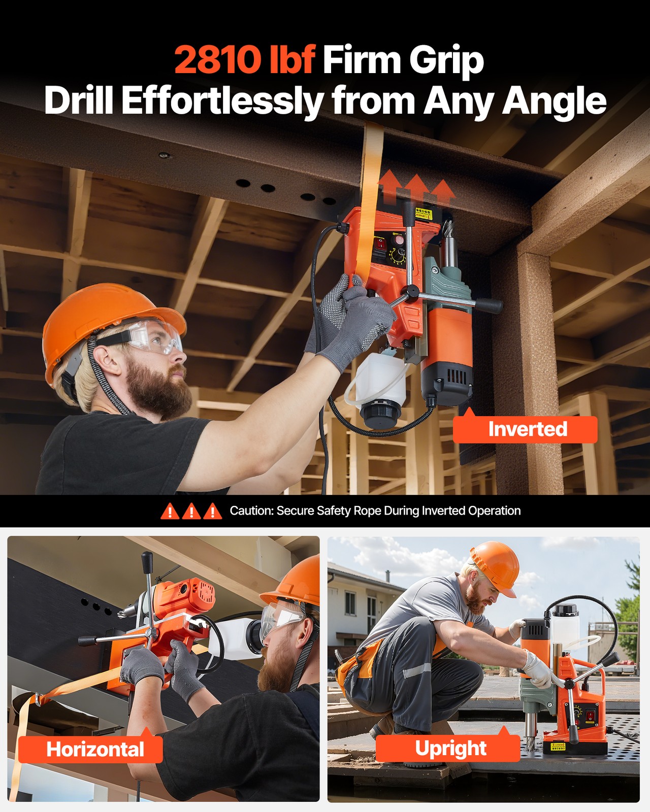 VEVOR Magnetic Drill Press Mag Drill Press 1400 W 2 in Boring Diameter 0-800 RPM